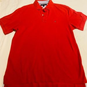 Red Tommy Hilfiger Flag embroidered  Polo Shirt L